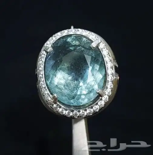 خاتم اكوامارين طبيعي فاخر 4