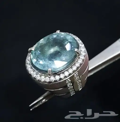 خاتم اكوامارين طبيعي فاخر 11