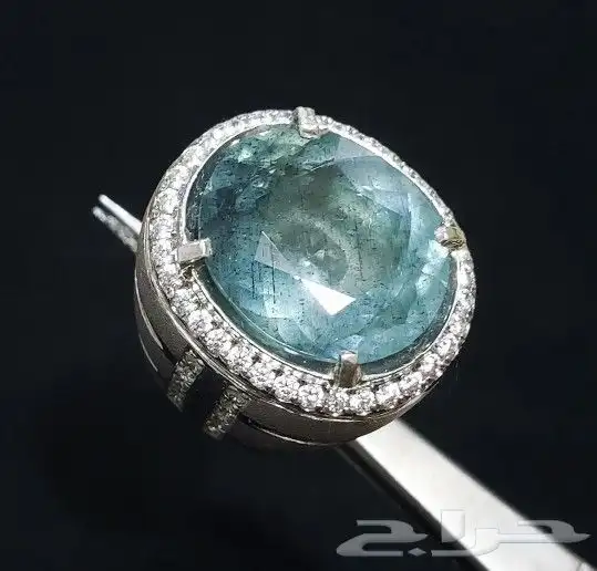 خاتم اكوامارين طبيعي فاخر 0