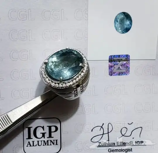 خاتم اكوامارين طبيعي فاخر 9