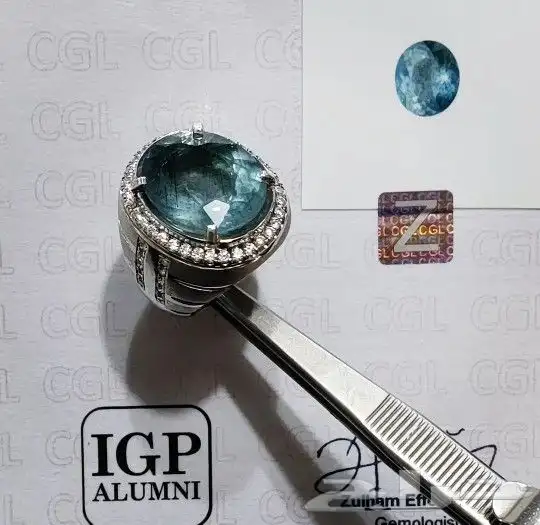 خاتم اكوامارين طبيعي فاخر 5