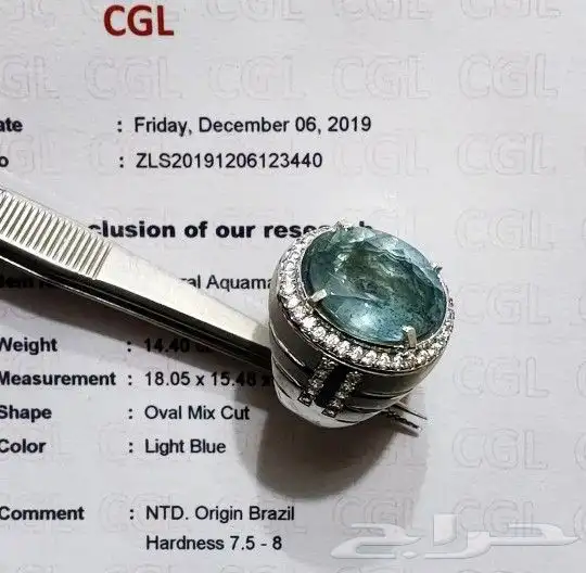 خاتم اكوامارين طبيعي فاخر 7