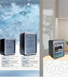 ثلاجة عرض ميني أسود بإطار فضي 0