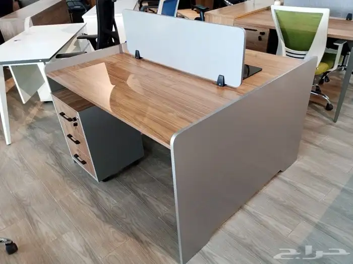 تصنيع مكتب بني وارجل حديد رمادي 7