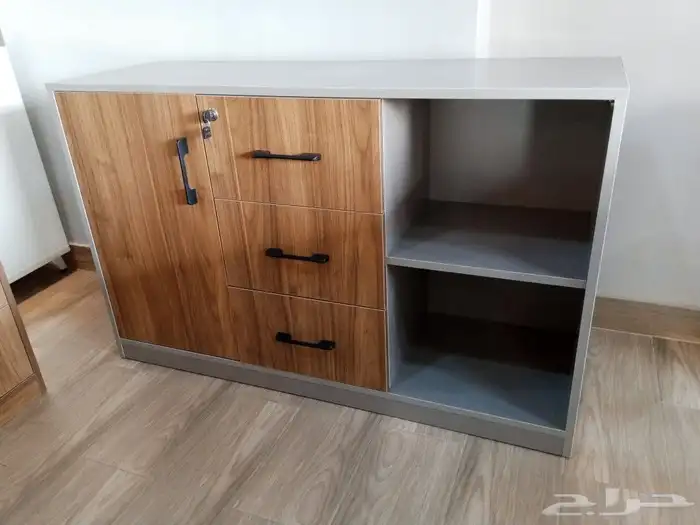 تصنيع مكتب بني وارجل حديد رمادي 5