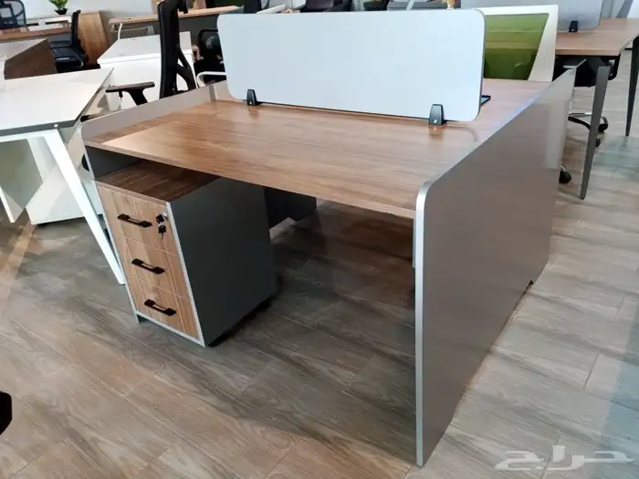 تصنيع مكتب بني وارجل حديد رمادي 6