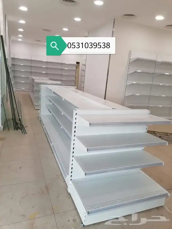 رفوف سوبر ماركت ومستودعات تخزين عربيات كاشيرات استاندات ملاب 10