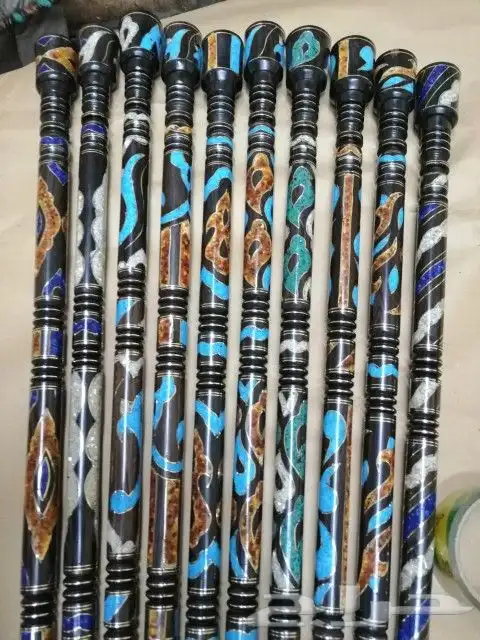 عصا ابانوس عكاز سبح فضة سبح كهرمان احجار ياقوت عقيق 1