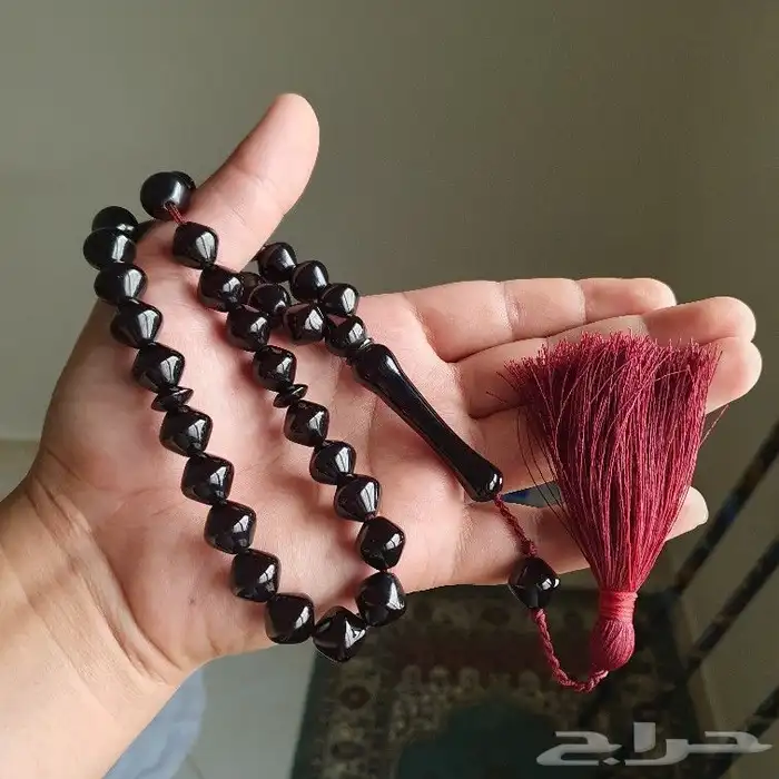 عصا ابانوس عكاز سبح فضة سبح كهرمان احجار ياقوت عقيق 7