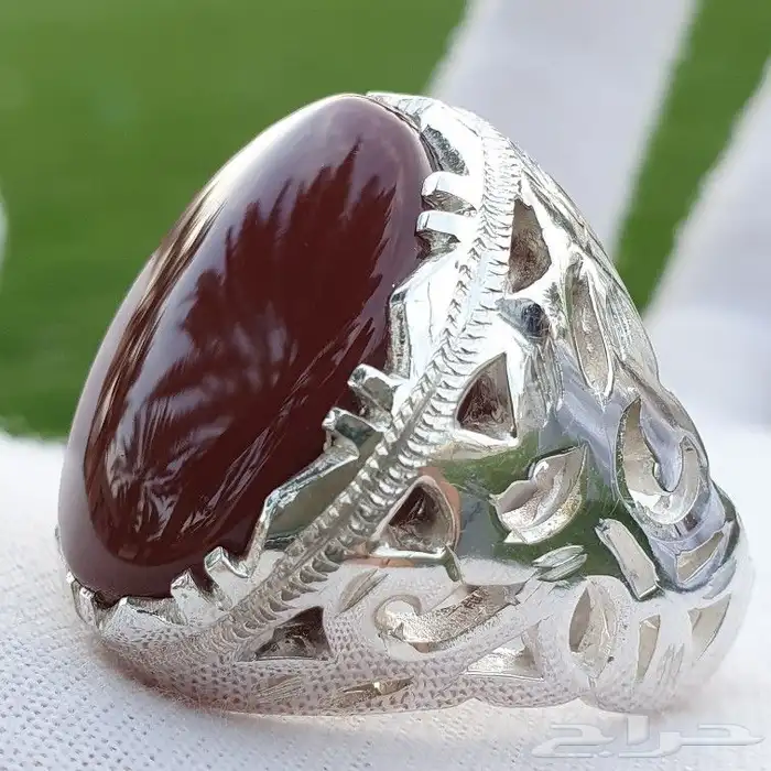 خواتم فضة ثقيلة عقيق يمني كرزي رماني كبدي زججي 6