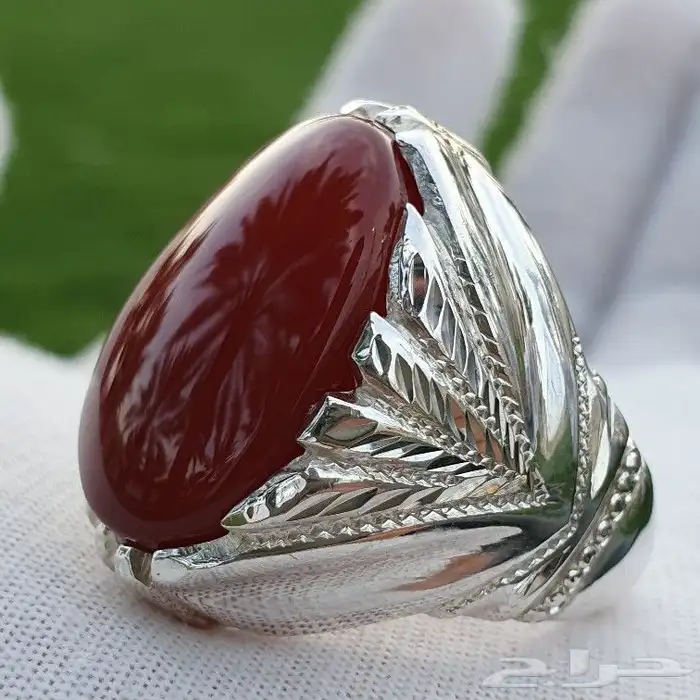 خواتم فضة ثقيلة عقيق يمني كرزي رماني كبدي زججي 3