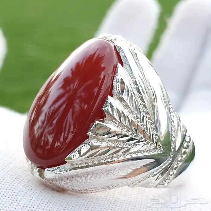 خواتم فضة ثقيلة عقيق يمني كرزي رماني كبدي زججي 9