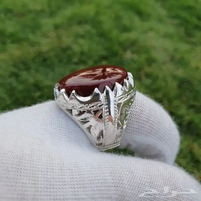 خواتم فضة ثقيلة عقيق يمني كرزي رماني كبدي زججي 7