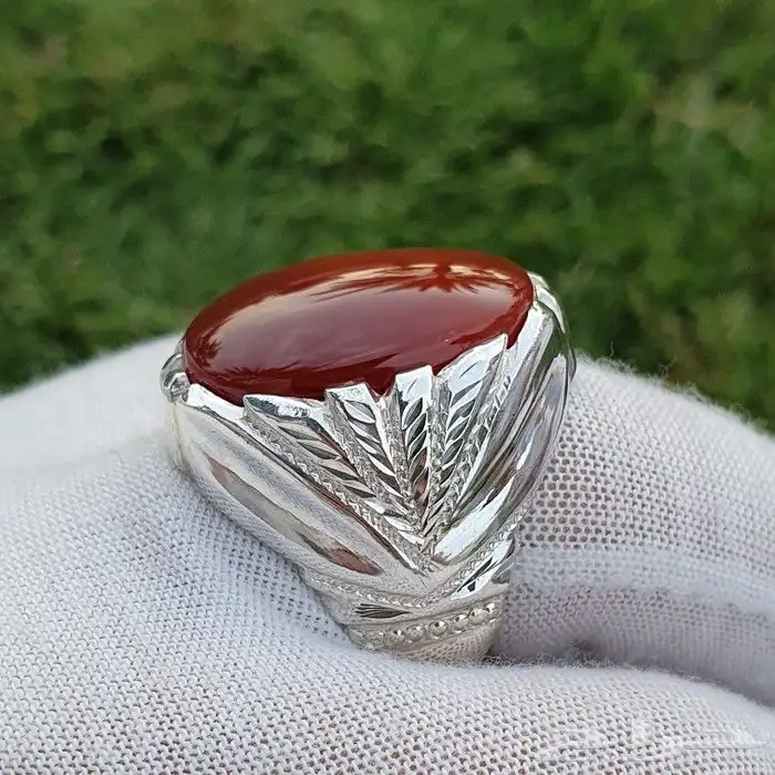 خواتم فضة ثقيلة عقيق يمني كرزي رماني كبدي زججي 4