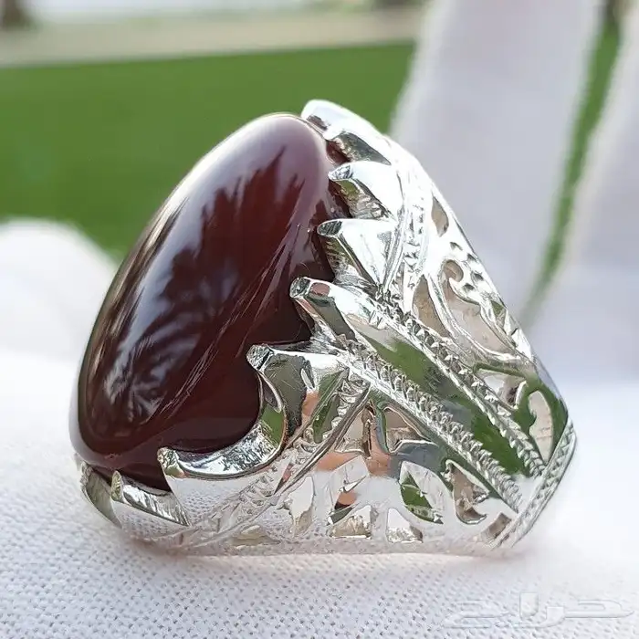 خواتم فضة ثقيلة عقيق يمني كرزي رماني كبدي زججي 8