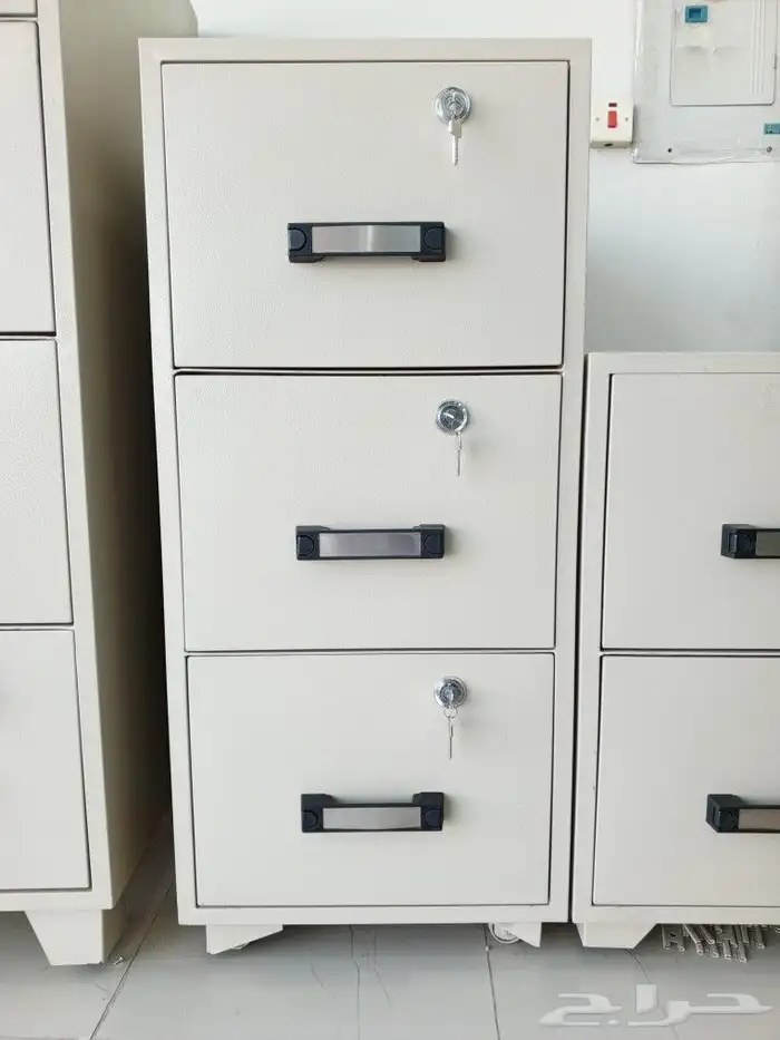 تجوري 3 ادراج مقاومة للحريق مفاتيح 0