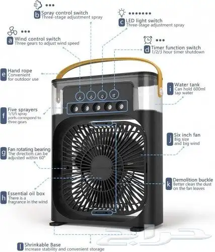 مروحة رذاذ الماء بخمس فتحات 3 سرعات هواء مروحة تبريد 4