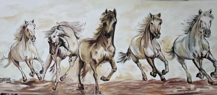 خيل بالألوان الأكريلك 0