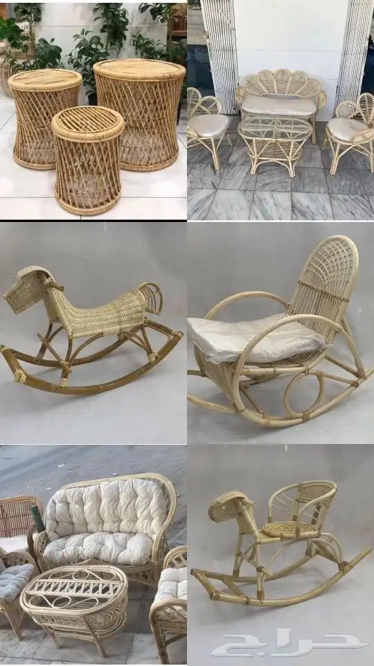 كراسي وطاوله خيزران بامبو طبيعي مقاوم لماء والشمس شحن لجميع 2