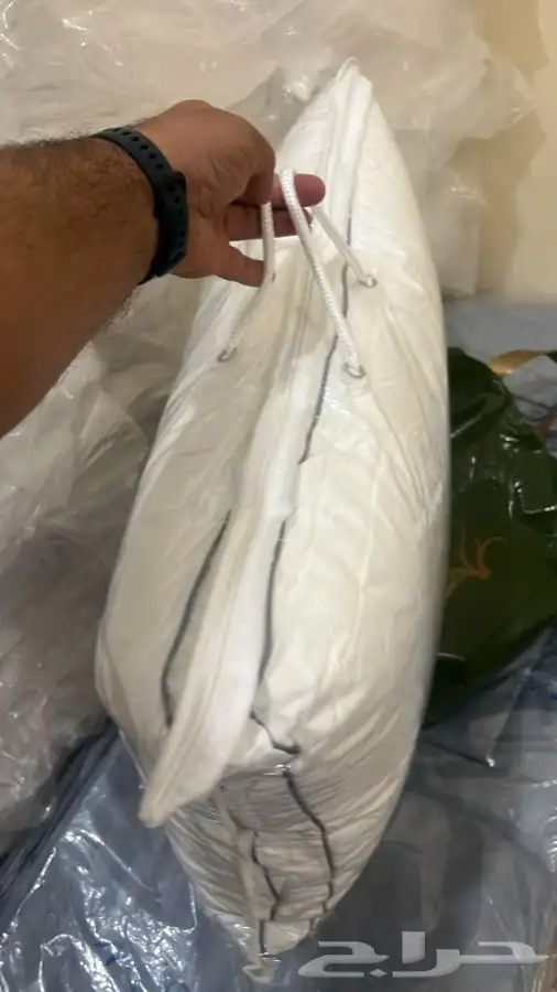طقم لحافات فندقي مايكروفايبر ابيض مقلم 5
