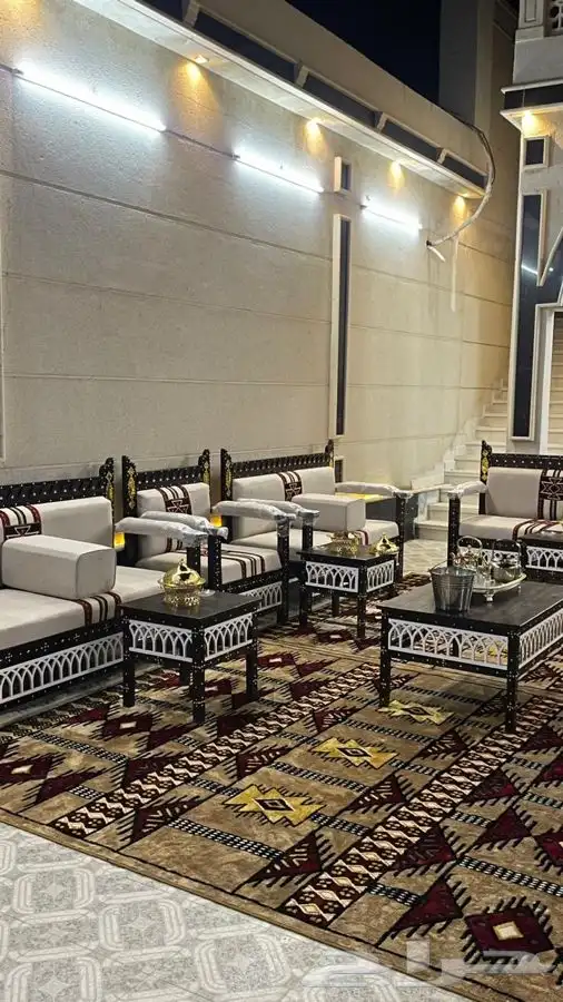 جلسات خارجية اطقم كاملة جاهز تفصيل خشب حديد كراسي طاولات 52