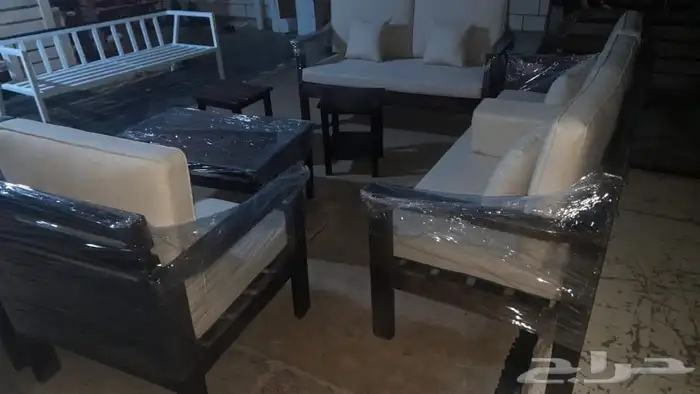 جلسات خارجية اطقم كاملة جاهز تفصيل خشب حديد كراسي طاولات 70