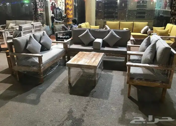 جلسات خارجية اطقم كاملة جاهز تفصيل خشب حديد كراسي طاولات 81