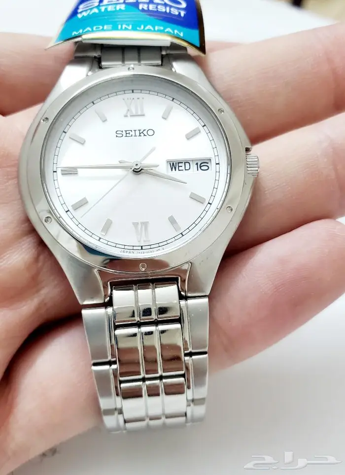 ساعة سيكو كوارتز اليابانية الاصلية لون فضي 2