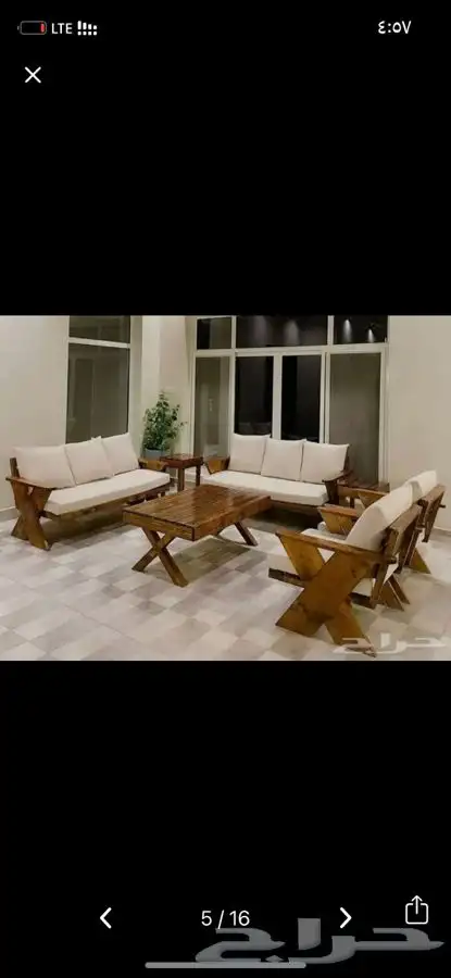 جلسة كراسي خشب او حديد خارجيه 2
