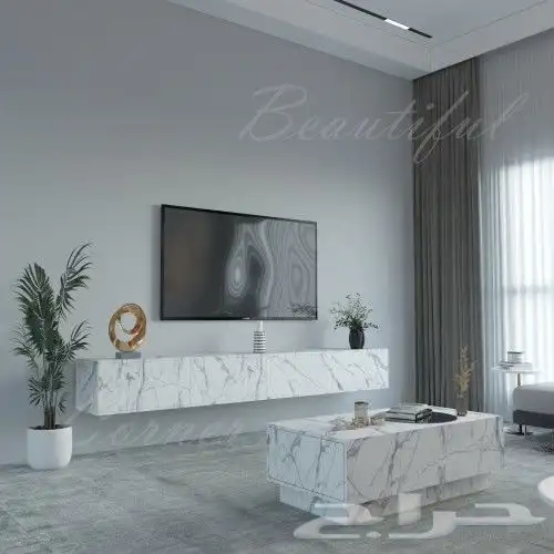 طاولات تلفاز - مكتبات خشب - ركن كوفي - مداخل 20