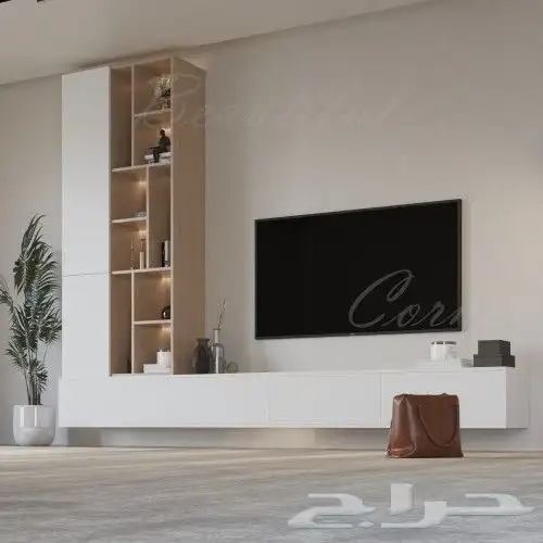 طاولات تلفاز - مكتبات خشب - ركن كوفي - مداخل 18