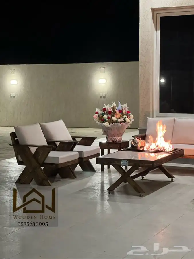 جلسات خارجيه خشب طبيعي للحديقه ومراكن خشب 9