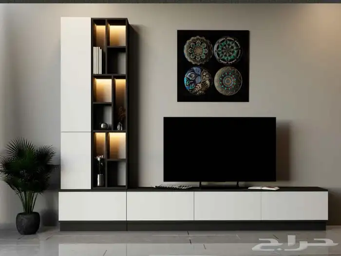 طاولات تلفاز - مكتبات خشب - ركن كوفي - مداخل 26