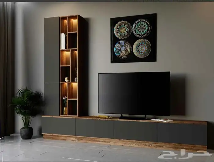 طاولات تلفاز - مكتبات خشب - ركن كوفي - مداخل 28