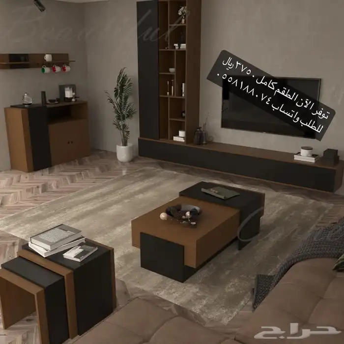 طاولات تلفاز - مكتبات خشب - ركن كوفي - مداخل 3