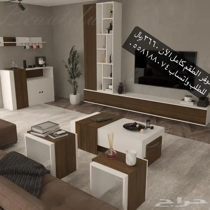 طاولات تلفاز - مكتبات خشب - ركن كوفي - مداخل 2