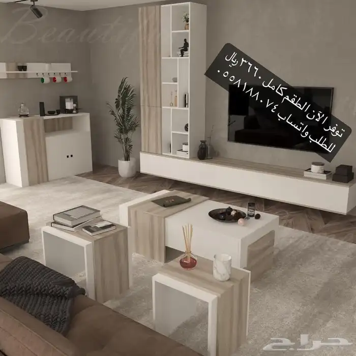 طاولات تلفاز - مكتبات خشب - ركن كوفي - مداخل 1
