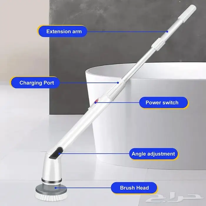 فرشاة تنظيف كهربائية دوارة 360 درجة لاسلكية مع 5 رؤوس 3