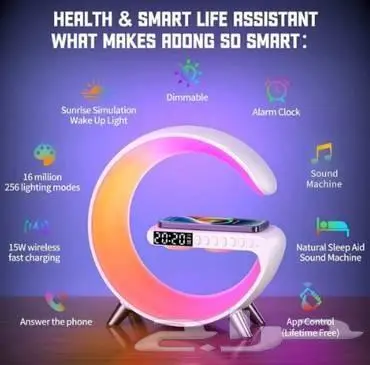 إضاءة سماعة شاحن لاسلكي ساعة رقمية 4 في 1 - 95 ريال 3