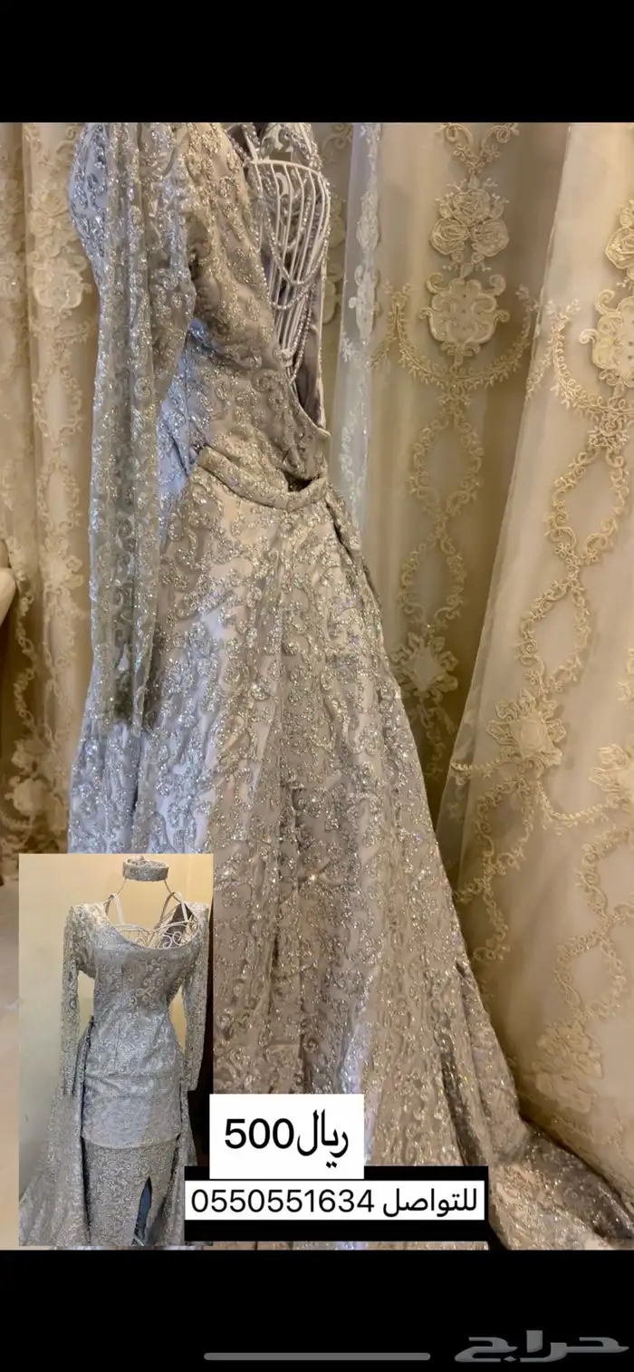 فستان ملبوس كم ساعه مقاس m وعنده ذيل يتركب اختياري 1