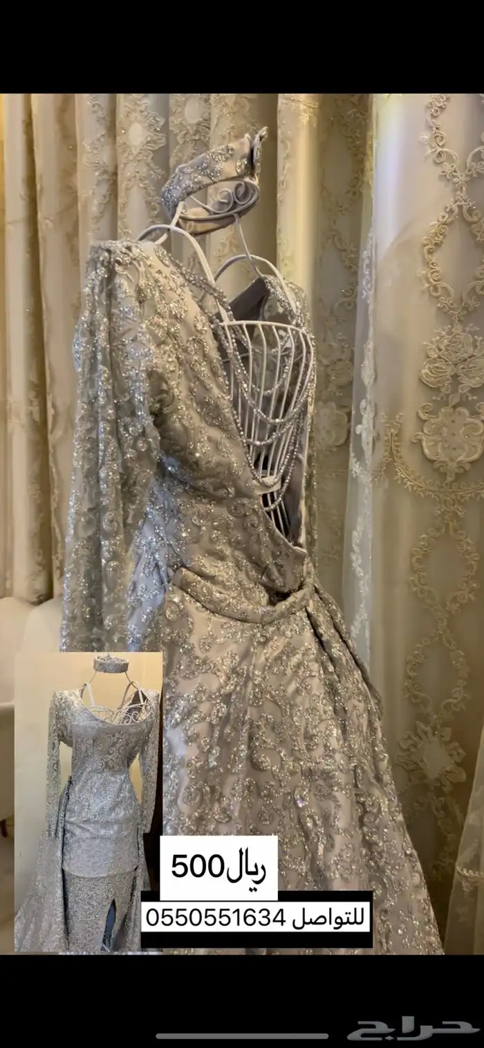 فستان ملبوس كم ساعه مقاس m وعنده ذيل يتركب اختياري 2