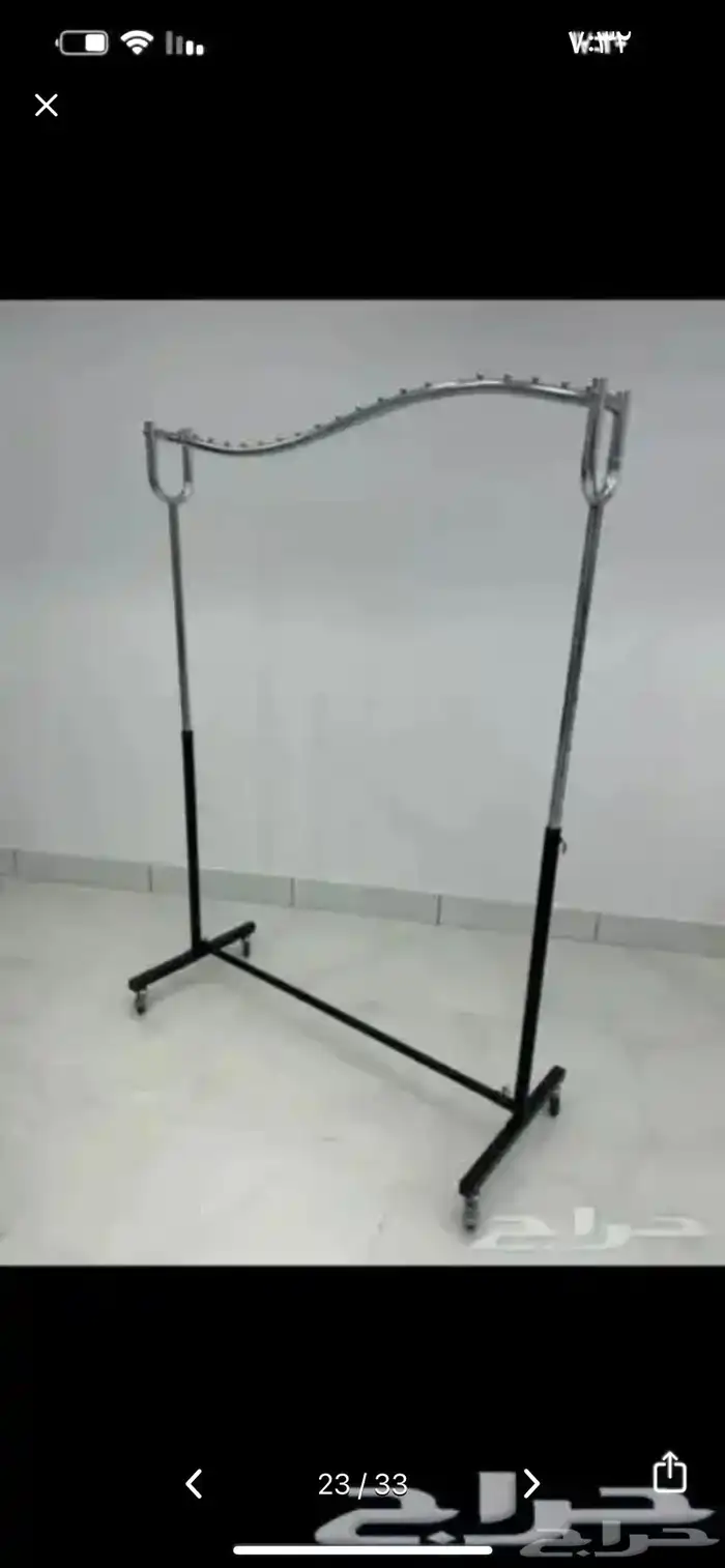 استاند تعليق ملابس خط واحد استيل ذهبي اسود استاند مراكز 10