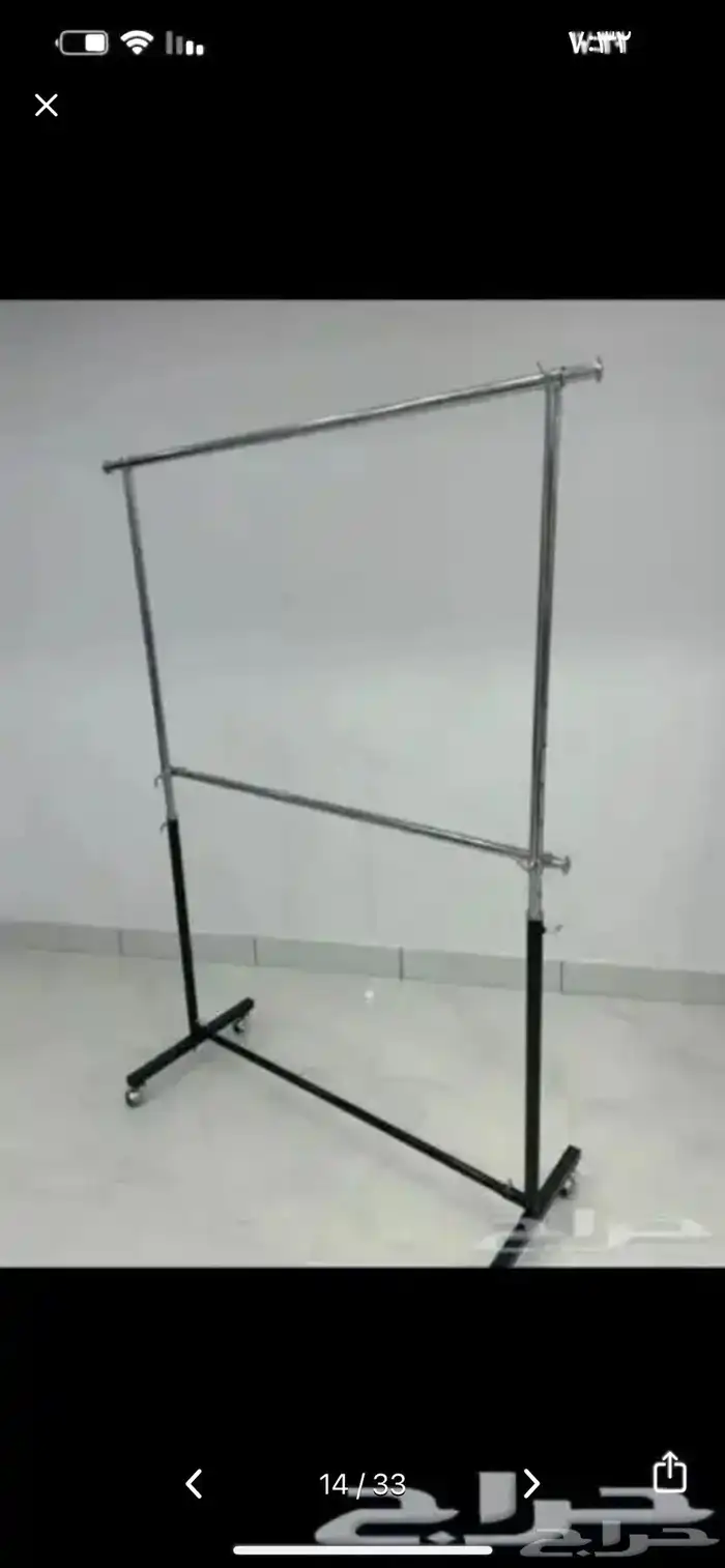 استاند تعليق ملابس خط واحد استيل ذهبي اسود استاند مراكز 19