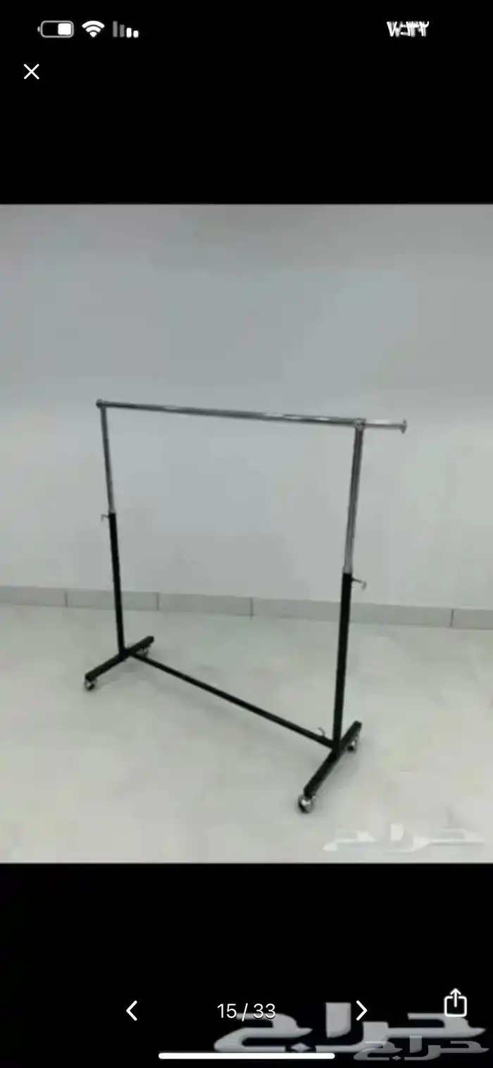 استاند تعليق ملابس خط واحد استيل ذهبي اسود استاند مراكز 18