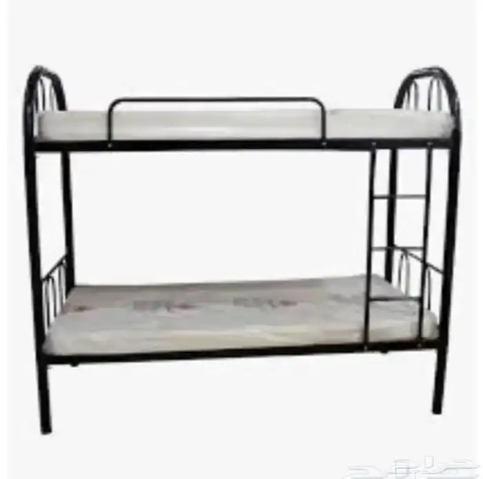 سرير حديد دورين مع حامي من السقوط وسلم ومراتب 0