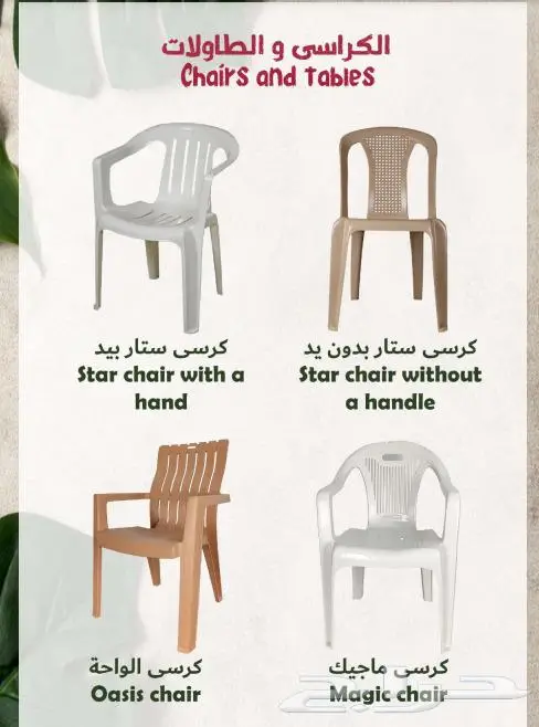 مجموعة متنوعه من الكراسي البلاستيك Plastic chairs 2