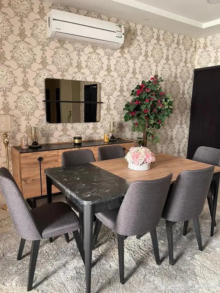 طاوله طعام 6 أشخاص مع بوفيه 0