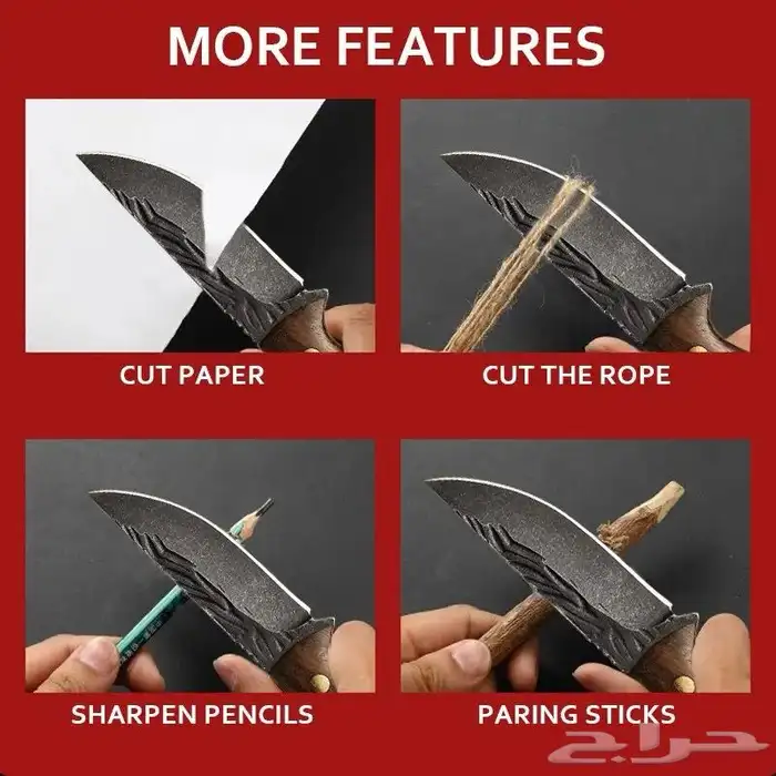 سكين ستاينلس ستيل صناعة يدوية مضروب على البارد مقبض خشبي 3