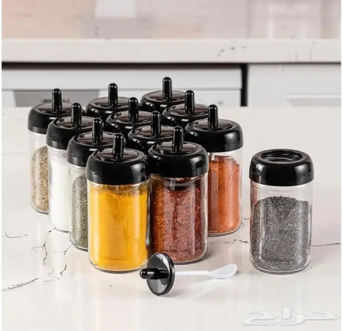 طقم مرطبانات بهارات زجاجية 55 ريال 2