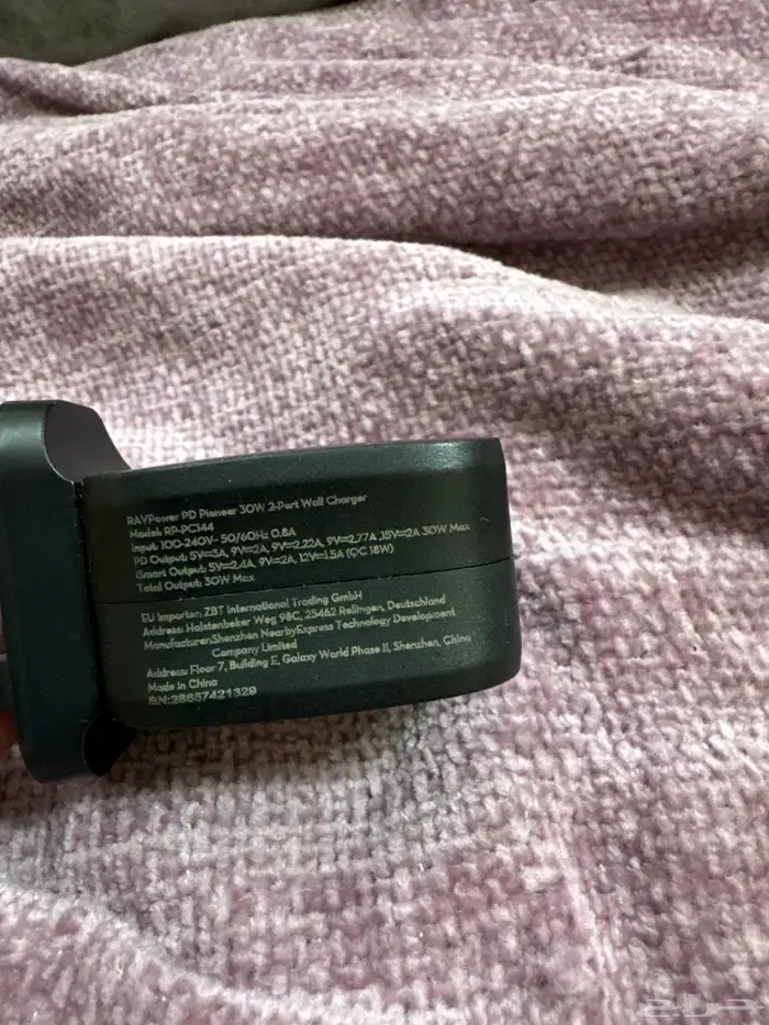 كبس فيش شاحن جداري بقوة 30W بمدخل PD USB اسود 3